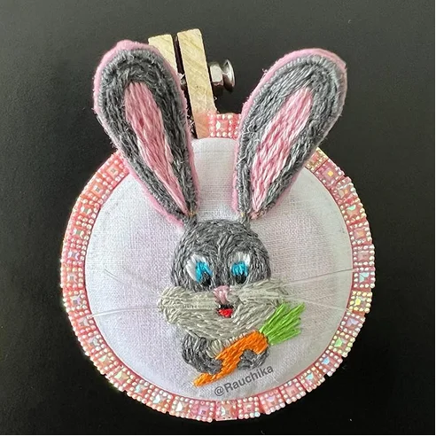 Bunny Embroidered Keychain